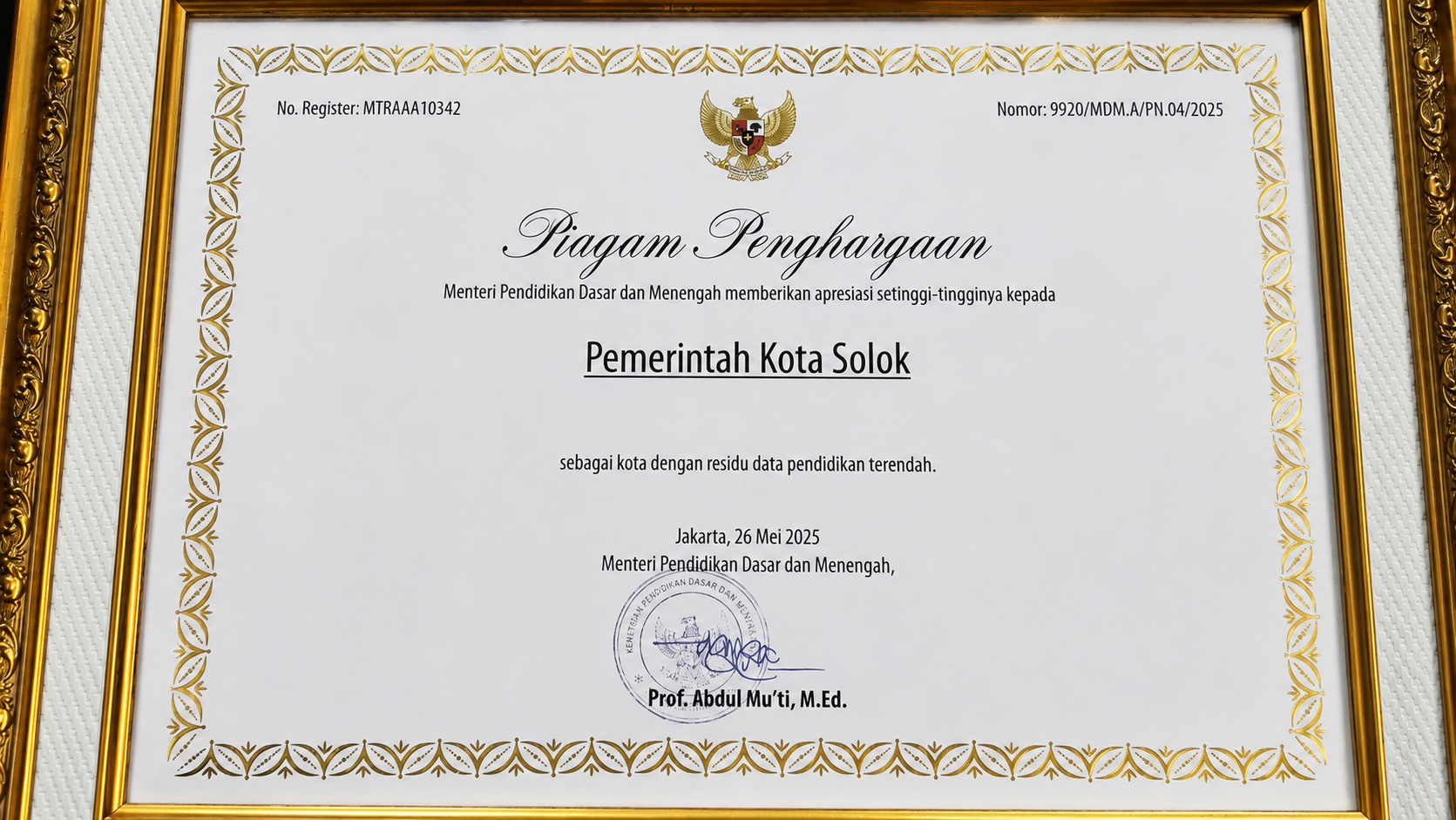 Sertifikat Penghargaan