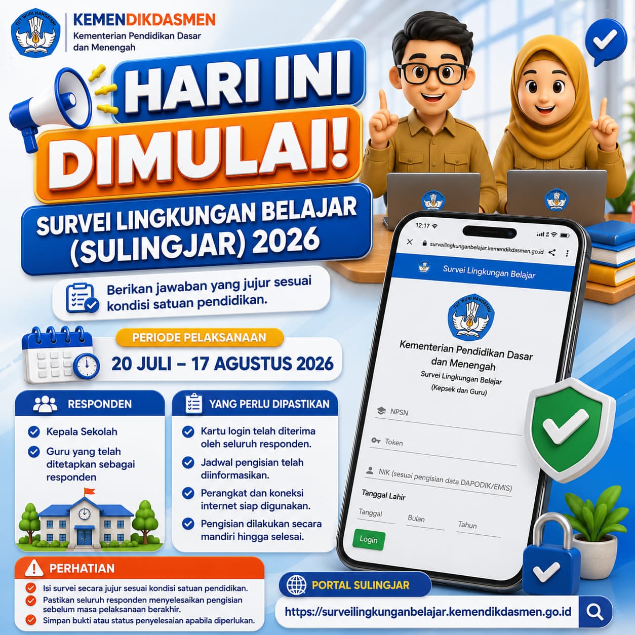 Jadwal Pelaksanaan Survey Lingkungan Belajar (SULINGJAR) 2026